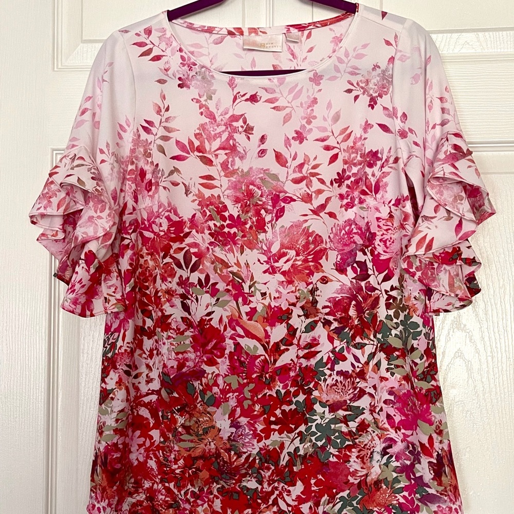 BELLE BY KIM GRAVEL WILDFLOWER RUFFLE ELBOW SLEEVE BLOUSE - NWOT